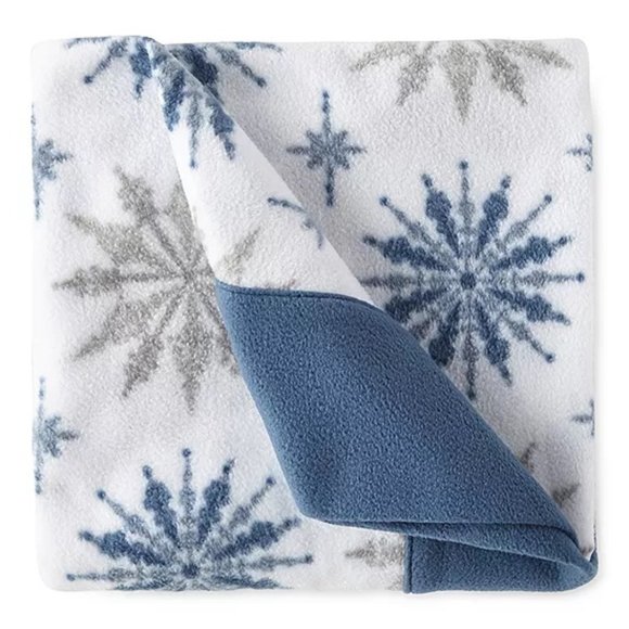 Sheet Set Twin Sunbeam Fleece Fancy Flakes White/Blue Super Soft  Lightweight New unae.edu.py